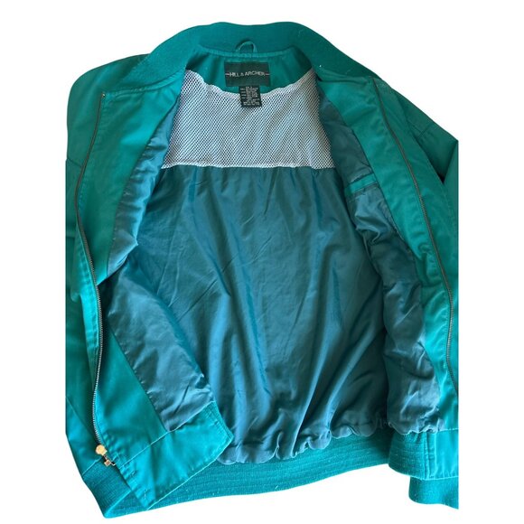 Vintage Hill & Archer Teal Green Bomber Style Zip Up Jacket Mens Size Large - Picture 7 of 7